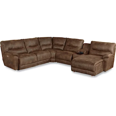 Casual Six Piece Reclining Sectional Sofa with LAS Chaise